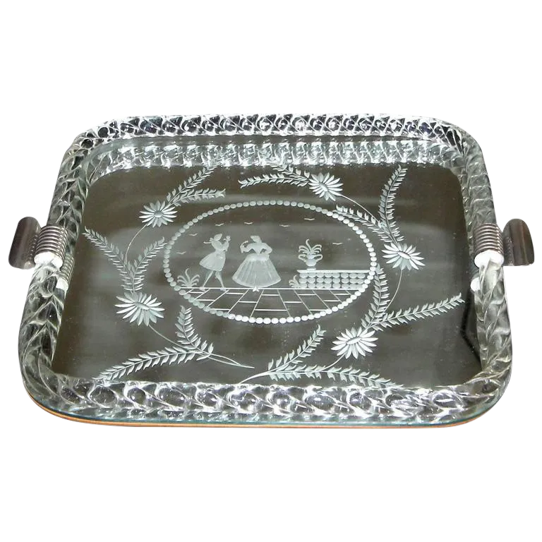 Large Murano Twisted Glass Rope Mirrored Vanity Tray Chairish