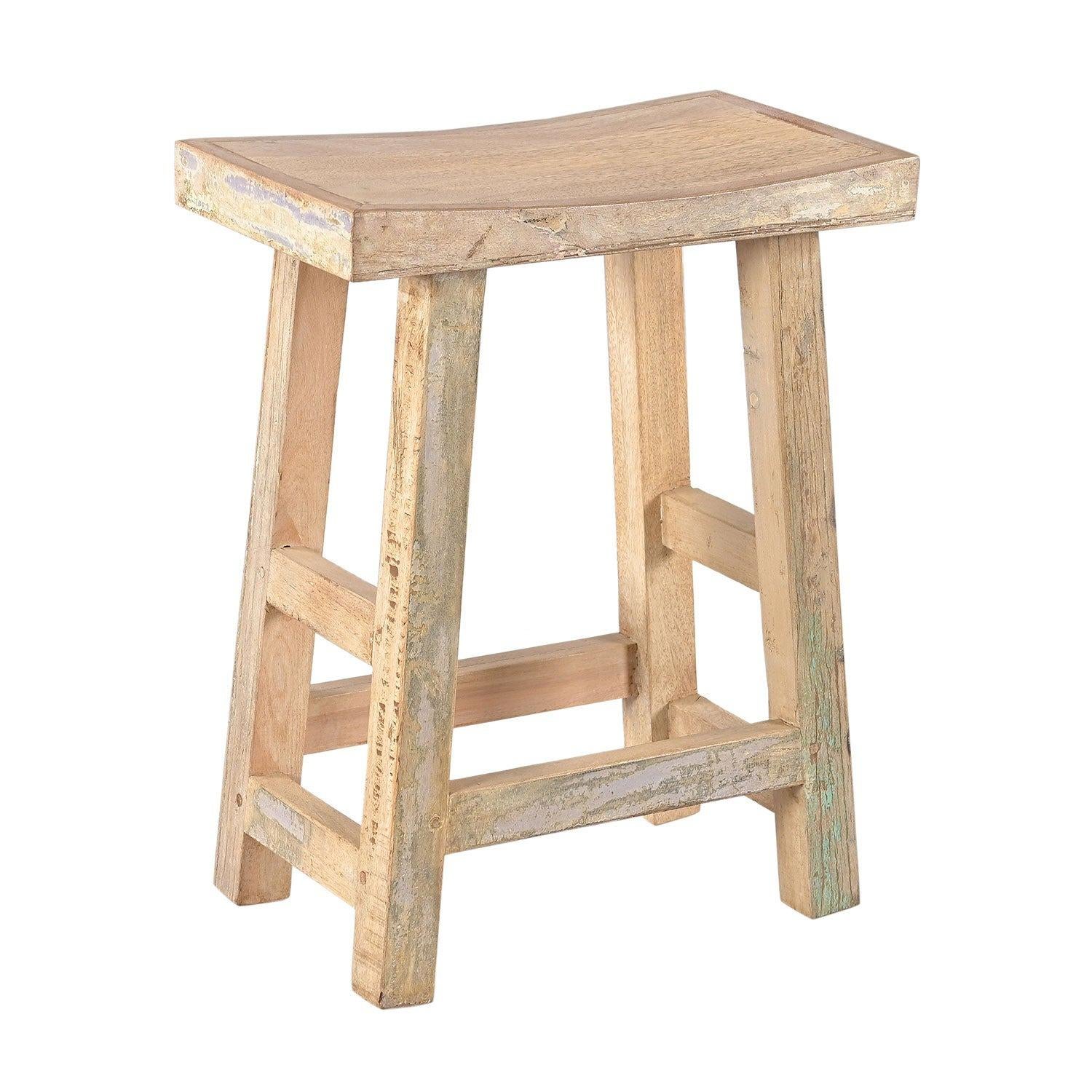 1990s Reclaimed Wood Rustic Farmhouse Style Tall Counter Stool