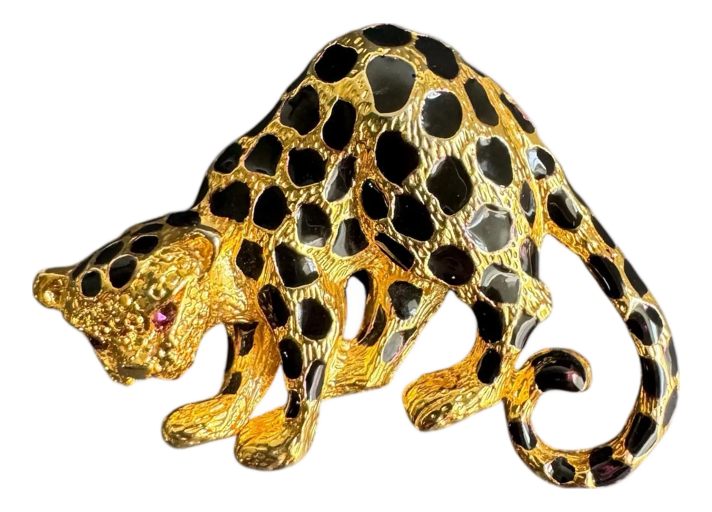  leopard⭐︎様ヴィンテージアクセサリーおまとめ2点 Vintage Leopard Brooch Gold Tone Cheetah Jaguar Pin Enamel
