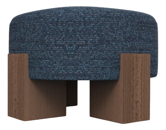 Cassette Pouf in Outside Tricot Dark Seafoam Fabric and Smoked Oak by Alter Ego for Collector