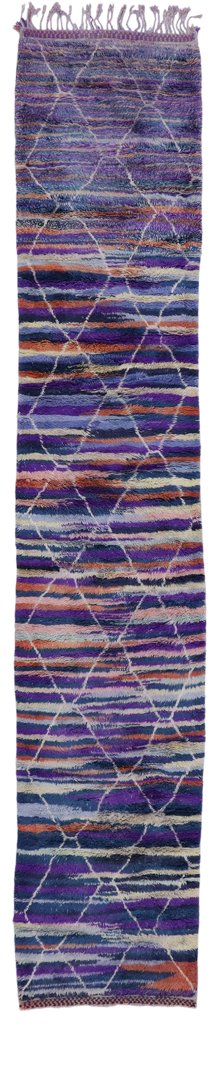 Berber Moroccan Runner Rug Inspired by Sol LeWitt - 02\'07 X 13\'05
