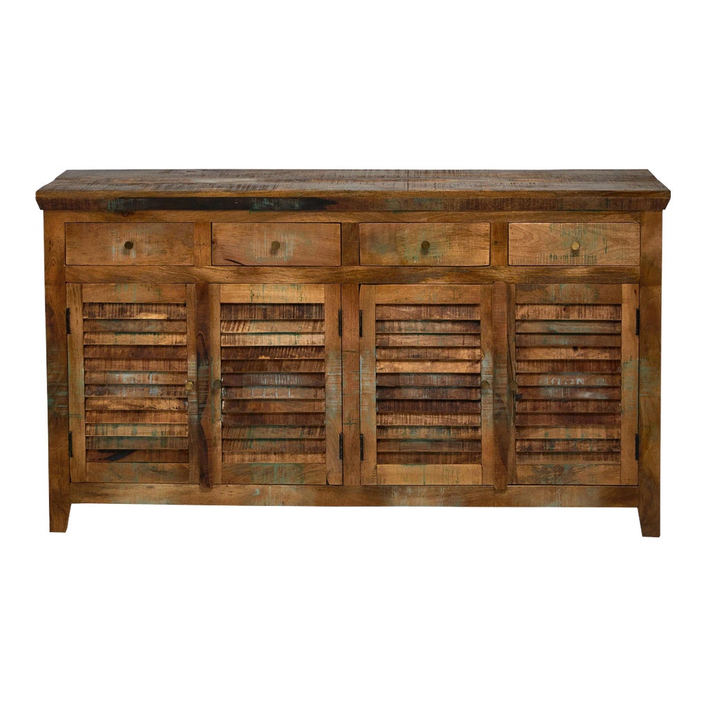 Reclaimed Wood Shutter 4 Drawers Sideboard Cabinet | Chairish