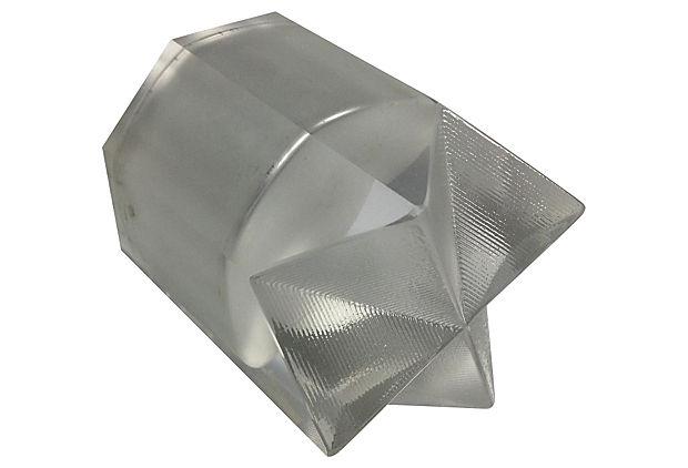 Vintage C.1960's Mid-Century Footed Crystal Faceted & Chrome