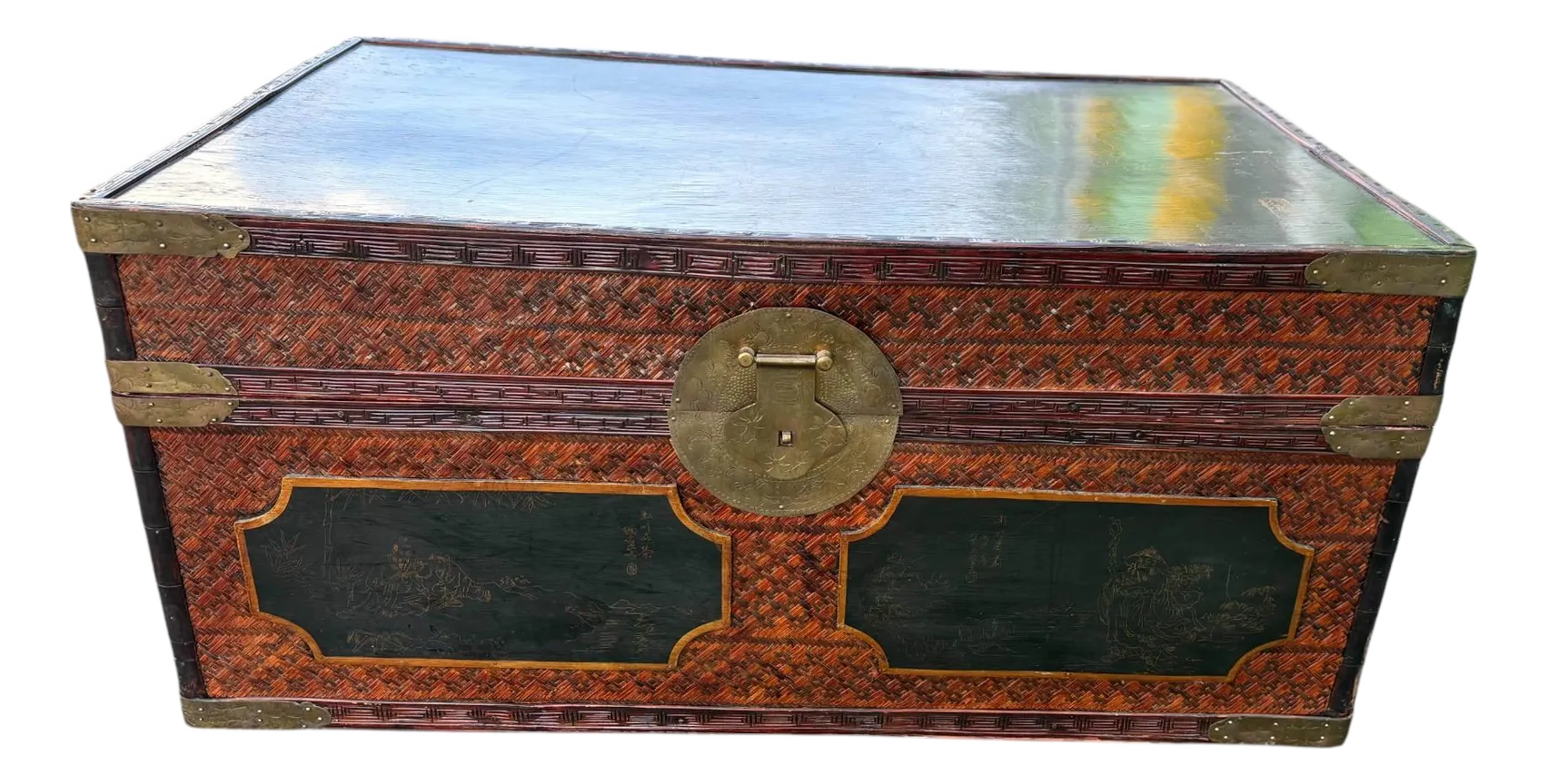 Late 20th Century Maitland-Smith Chinoiserie Bamboo Chest | Chairish