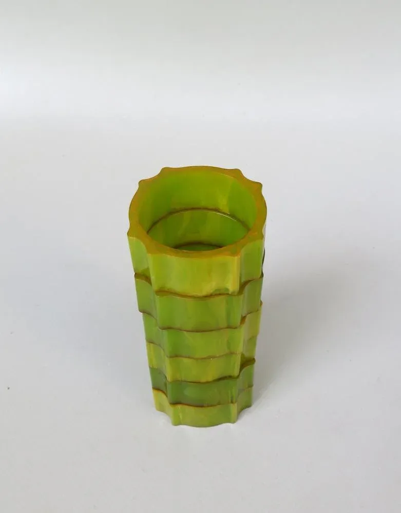 Art Deco Catalin Napkin Rings in Green Amber, Set of 6