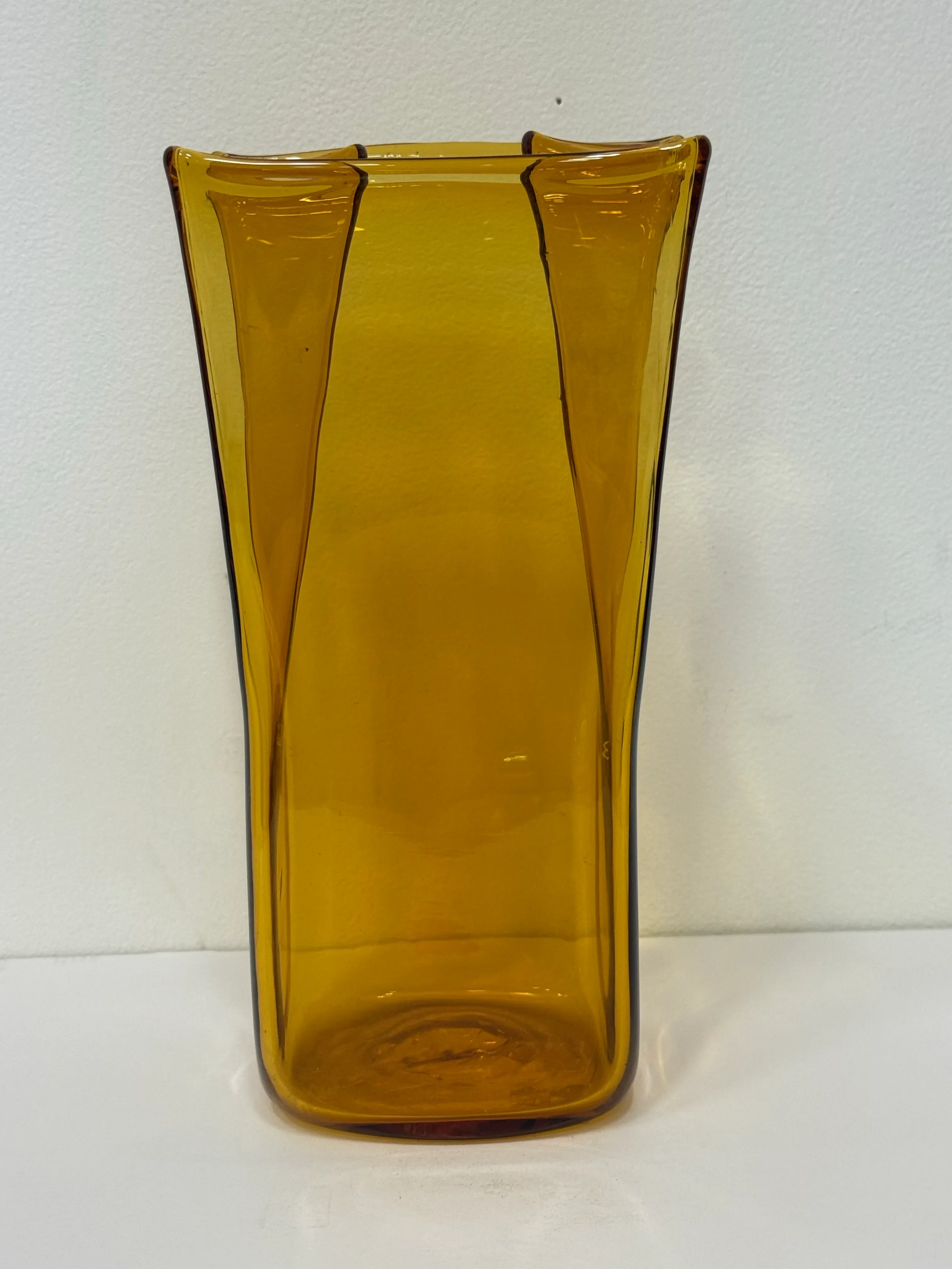 Vintage Blenko Paper Bag Blown Art Glass Vase American Mid-Century