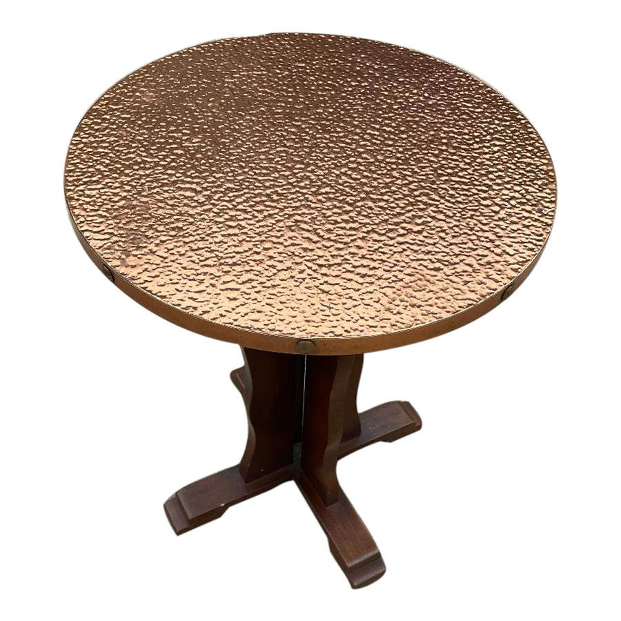 Mid 20th Century Belgium Copper Hammered Top Pub Table Chairish