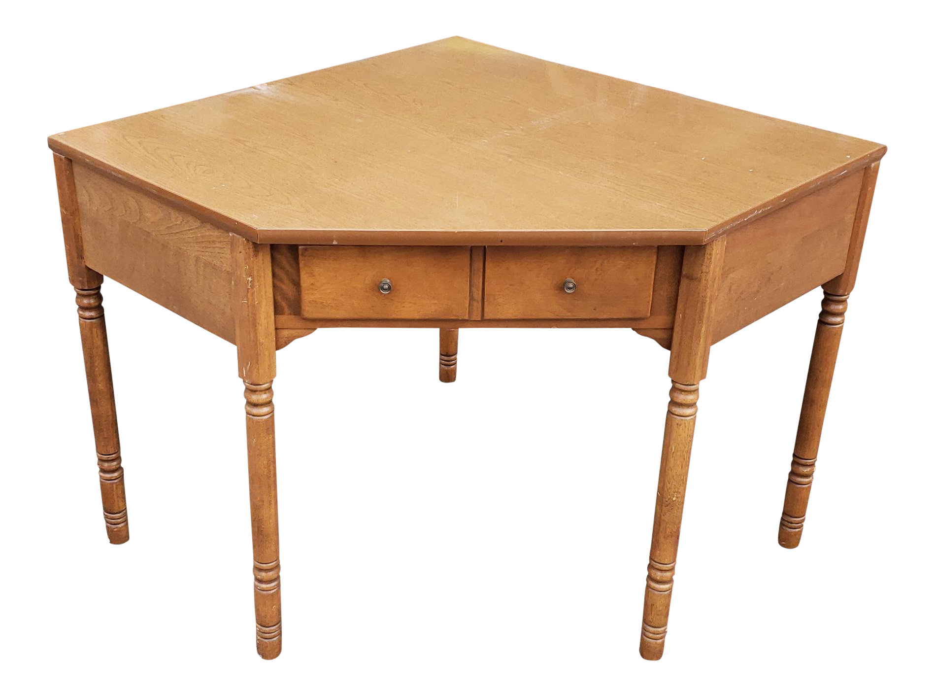 Vintage 1980s Ethan Allen Baumritter Maple Corner Desk W Laminate Top Chairish