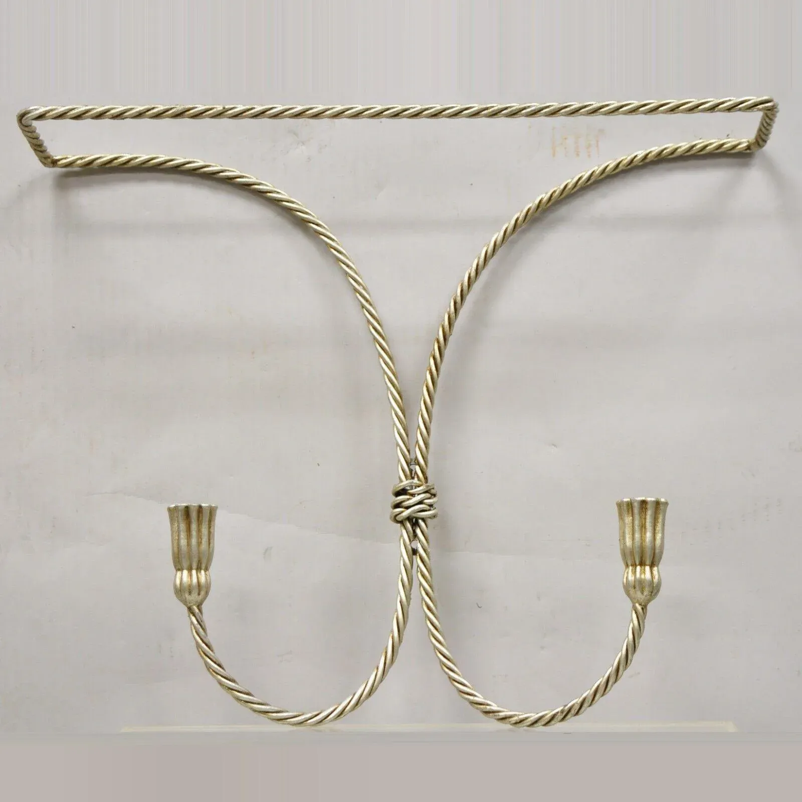 Mid 20th Century Italian Hollywood Regency Silver Gilt Iron Wall Mount Rope Tassel Towel Holder