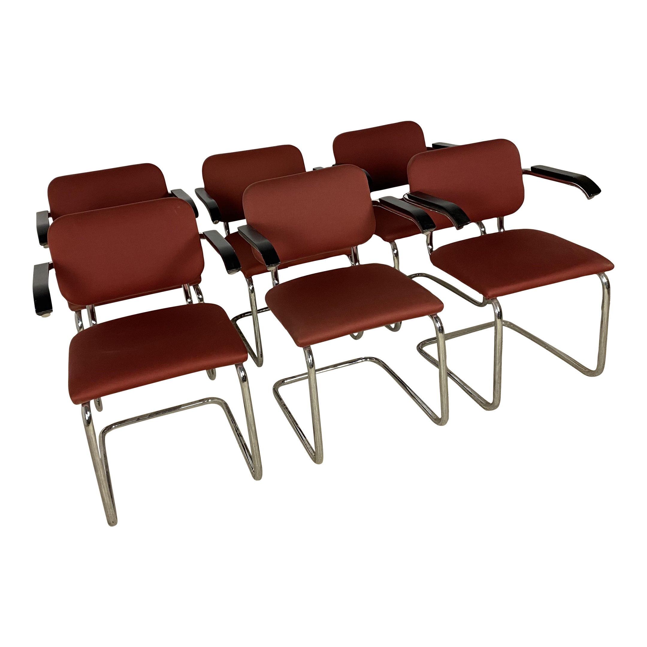 Vintage Modern Knoll Cesca Chairs by Marcel Breuer Set of 6