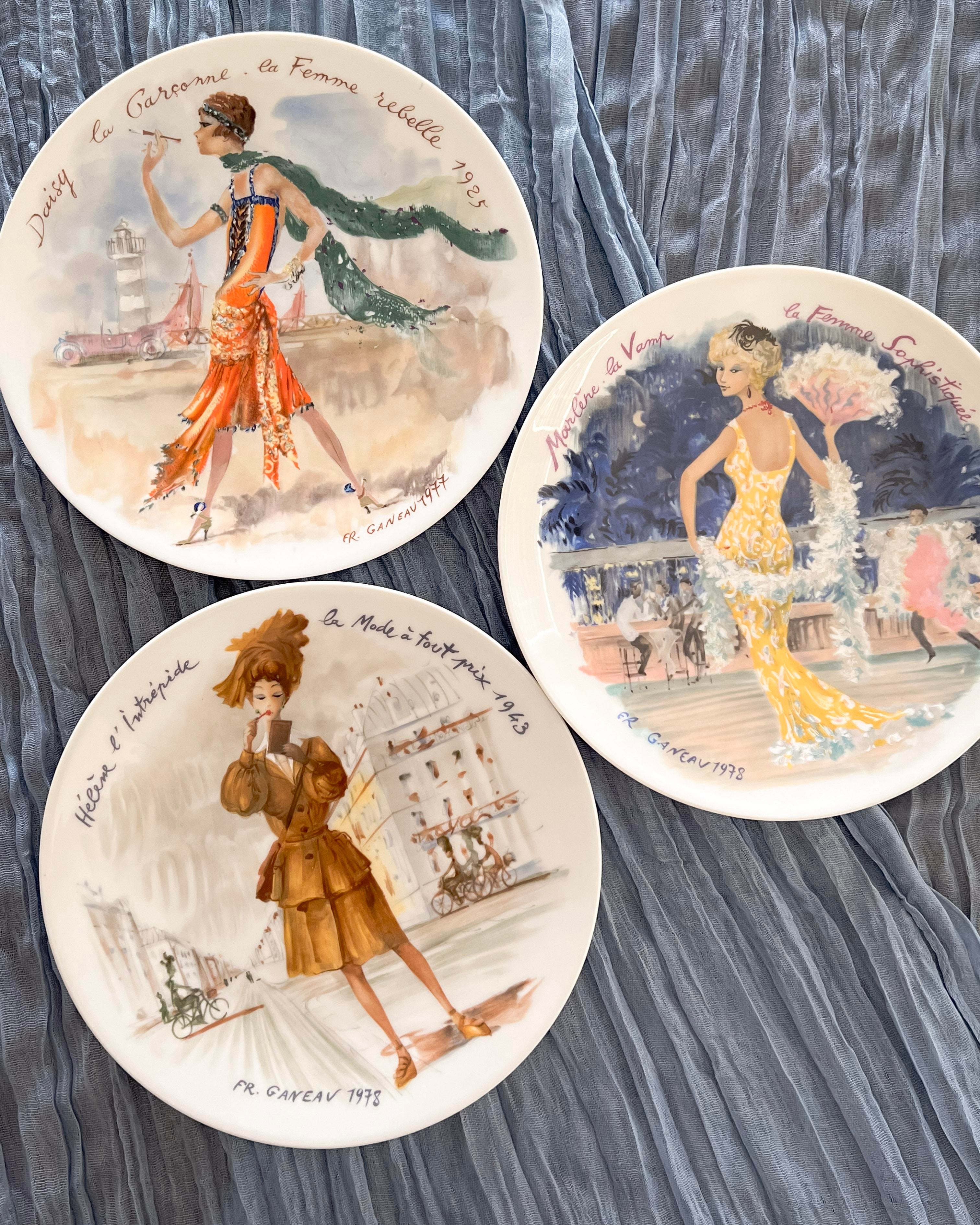1970s Full Set of 12 D'Arceau Limoges “Les Femmes Du Siècle