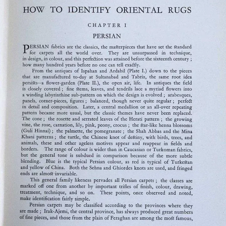 Vintage How to Identify Oriental Rugs by Ffrida Wolfe & A.T. Wolfe Book