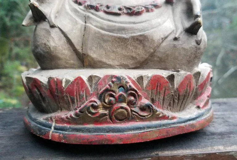 Carved Wood Hindu or Tibetan Crowned Goddess