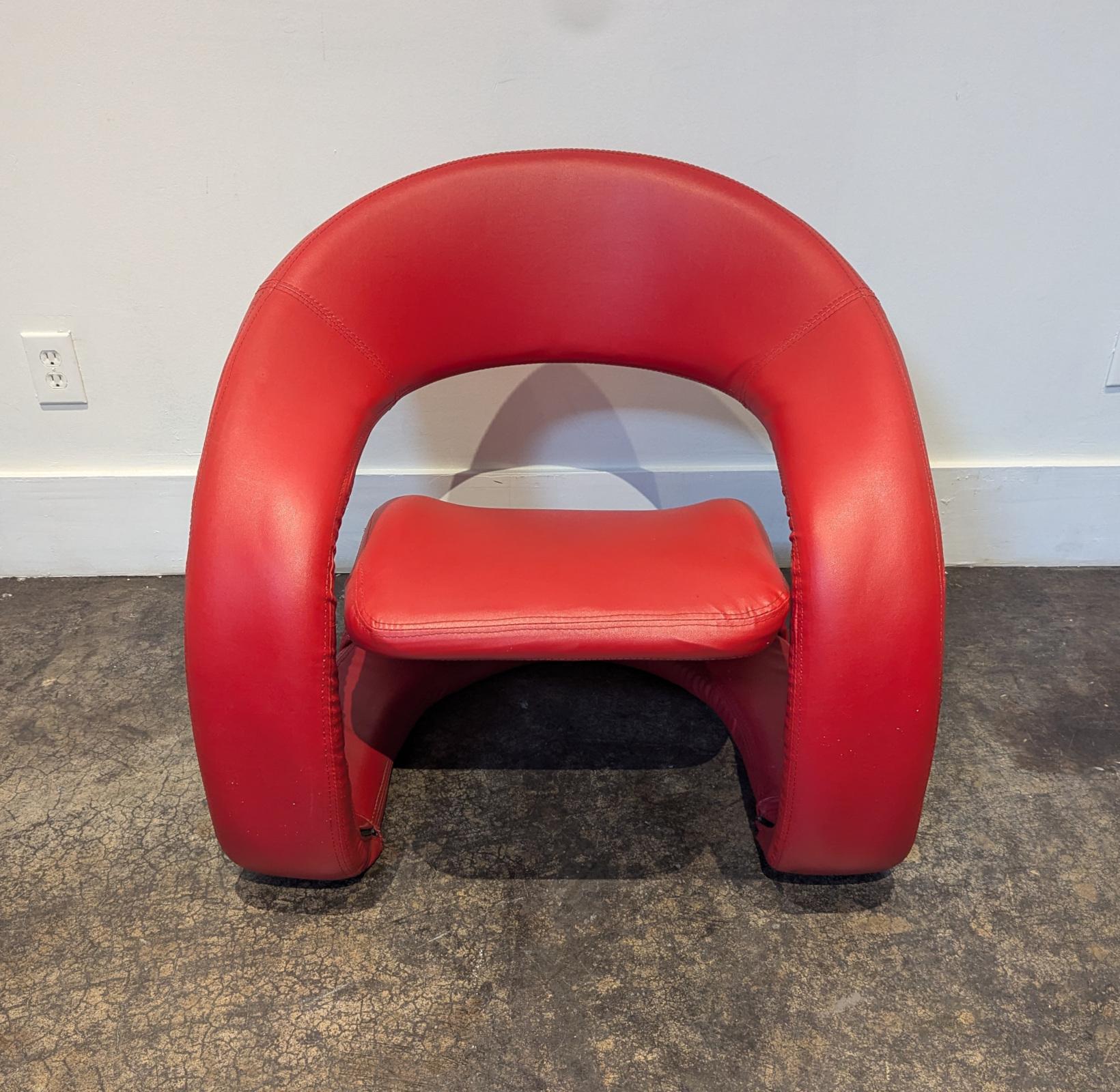 Jaymar Style Postmodern Cantilever Tongue Chair in Red | Chairish