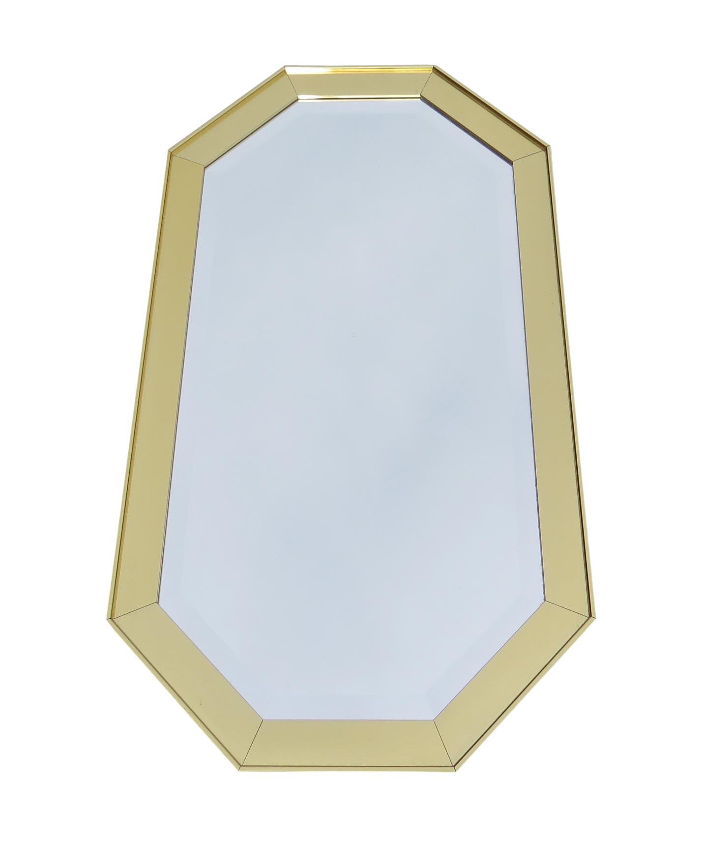 Vintage Carolina Mirror Company Octagonal Beveled Brass Wall Mirror