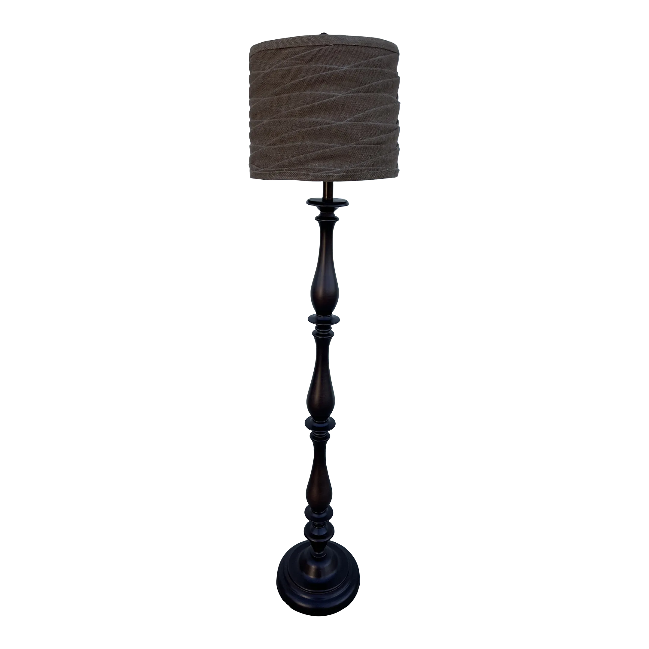 Vintage Late 20th Century French Turned Metal Candlestick Floor Lamp in