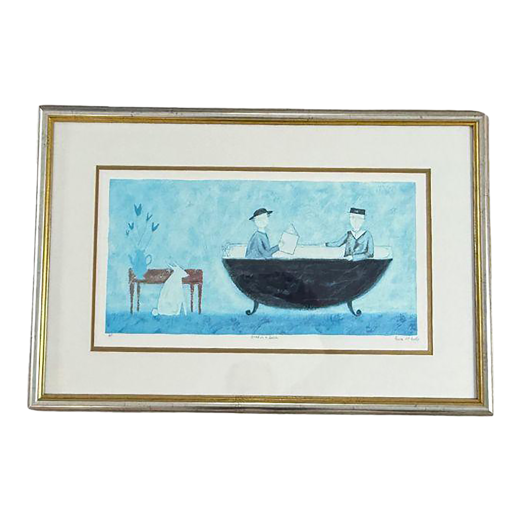 ポーラ・マッカードル “Book in the Bath” Paula McArdle, Original Artist Print, 