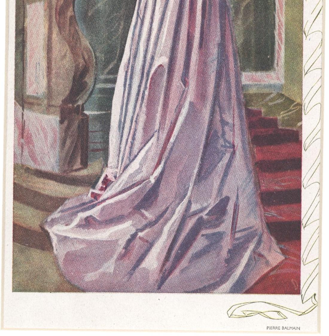 1946 Mid-Century French Fashion Print by Pierre Balmain, Matted