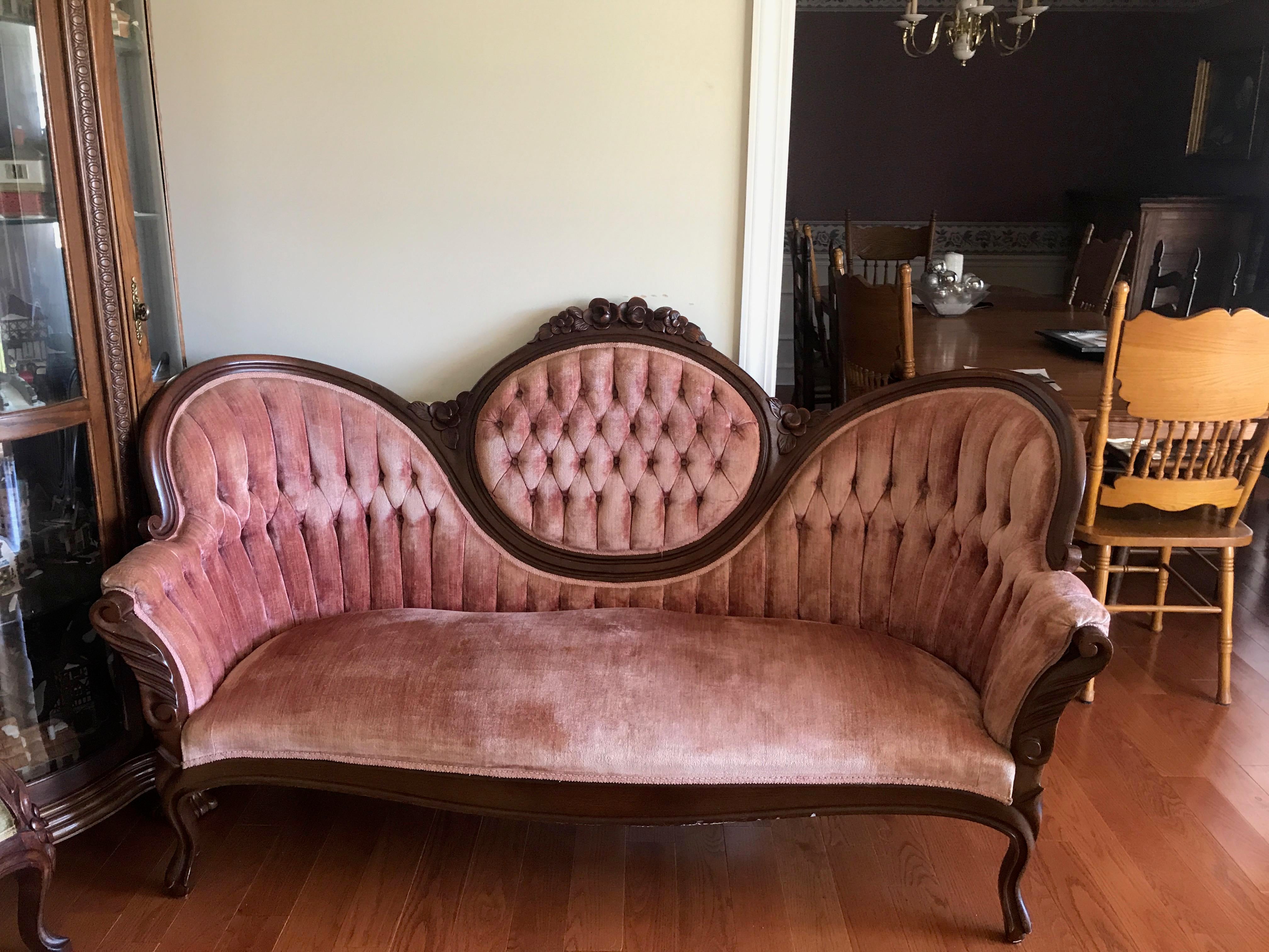 1950s Vintage Victorian Pelham Shell and Leckie Sofa Chairish