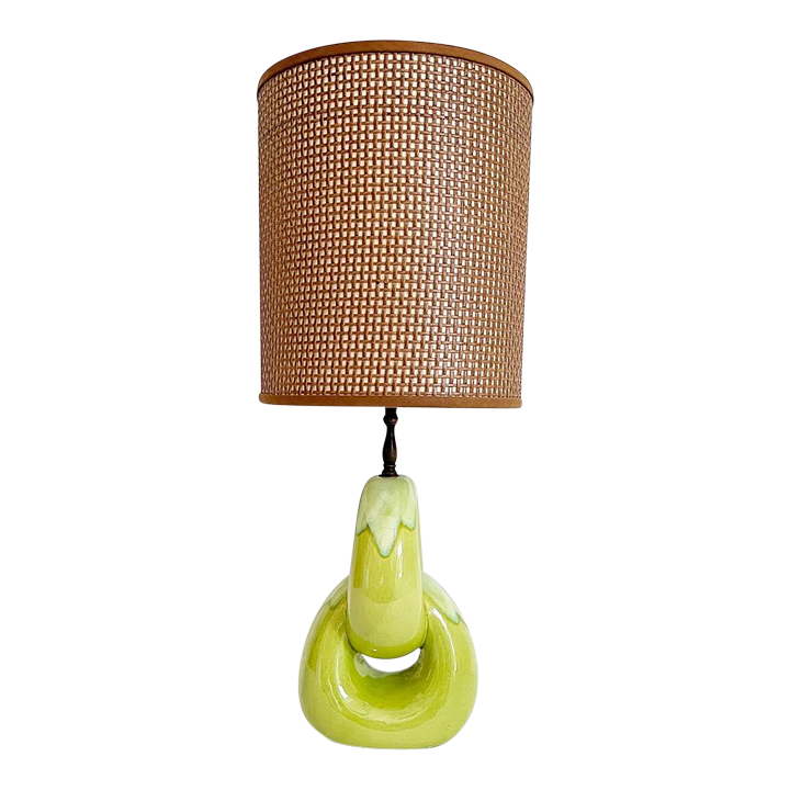 Midcentury Drip Glaze Rings Lamp & Shade Chairish