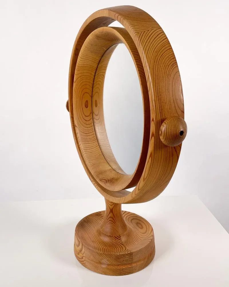 Scandinavian Table Mirror in Pine, 1970s.