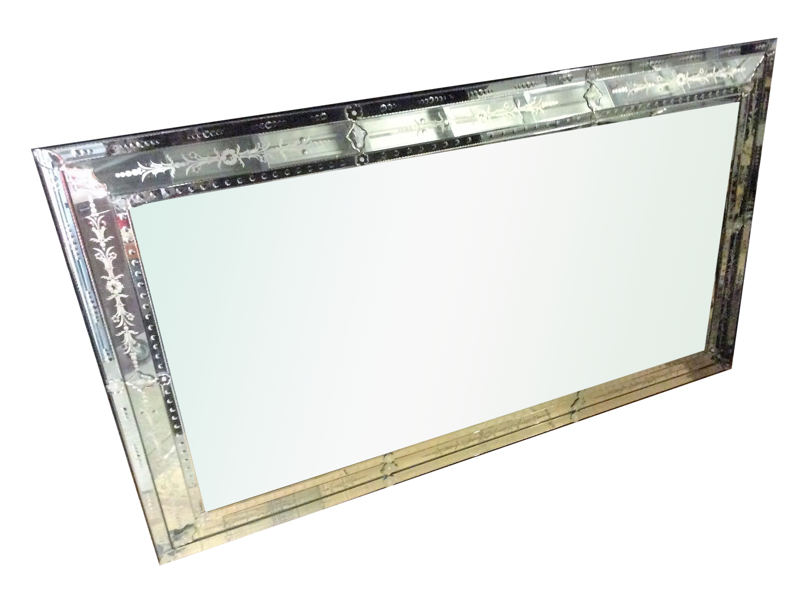 Large Decorative Etched Beveled Wall Mirror Chairish