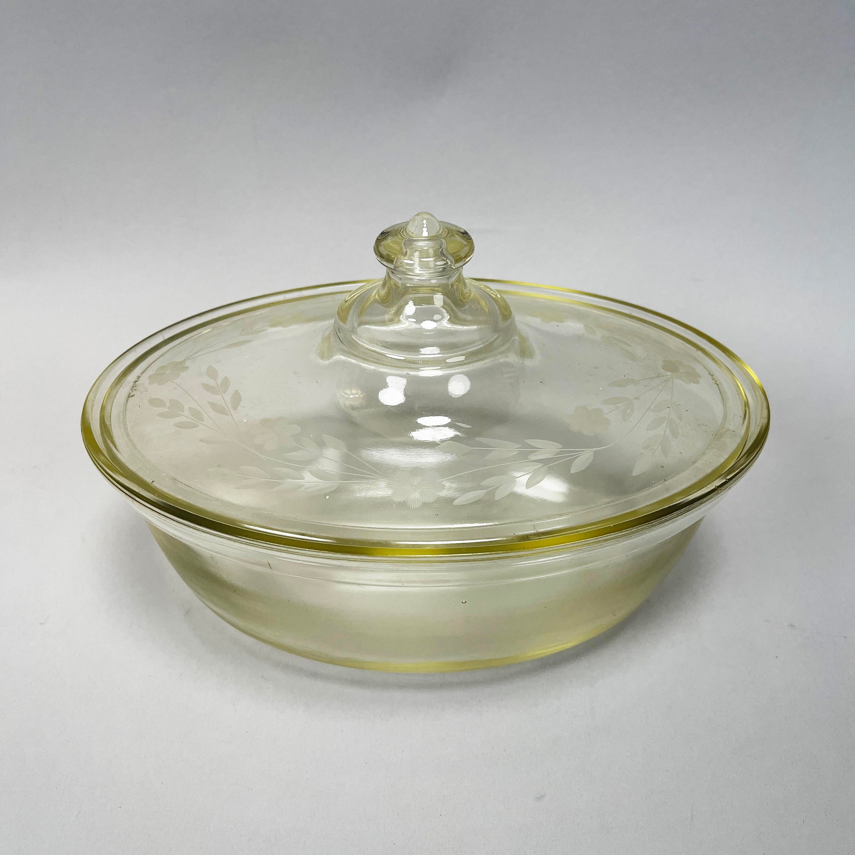 Pyrex Glass Casserole Oval Baking Dish, Floral Leaf Etched Lid Top