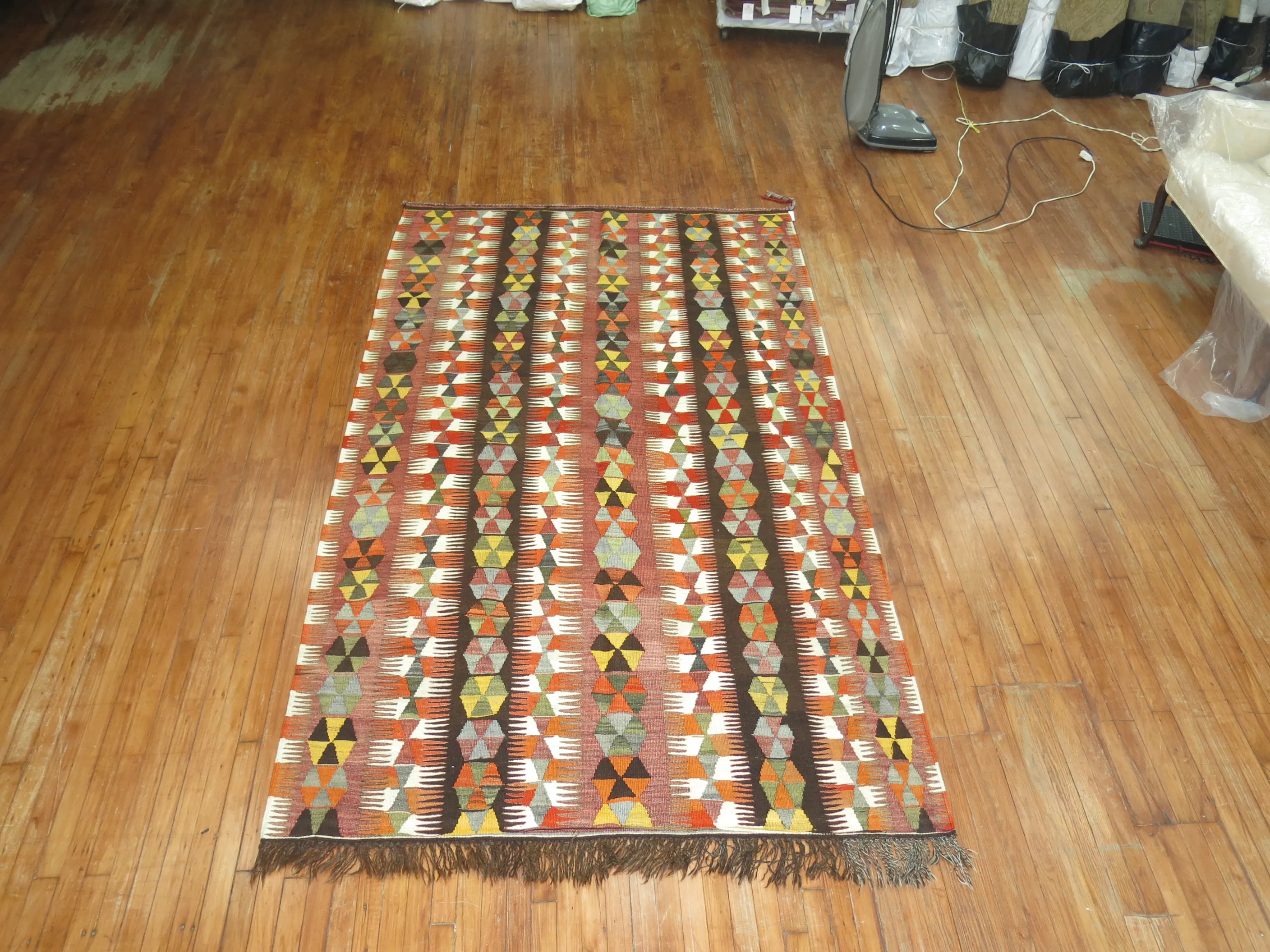 Mid 20th Century Tribal Kilim, 5\'7\'\' X 9\'6\'\'