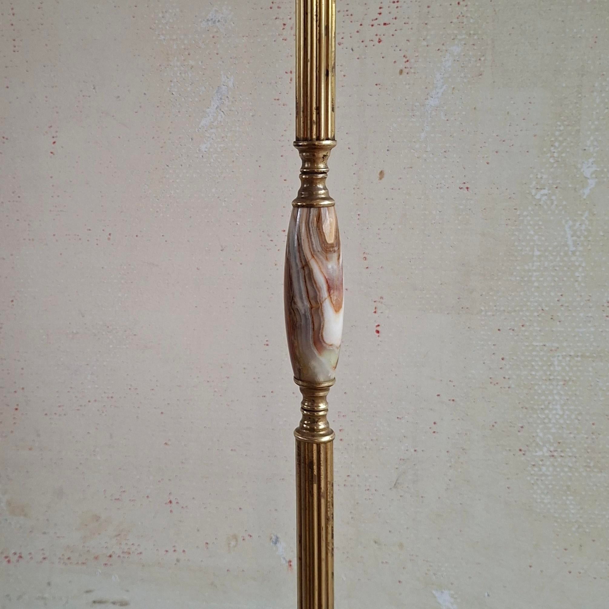 Vintage Brass and Onyx Floor Lamp, 1960s