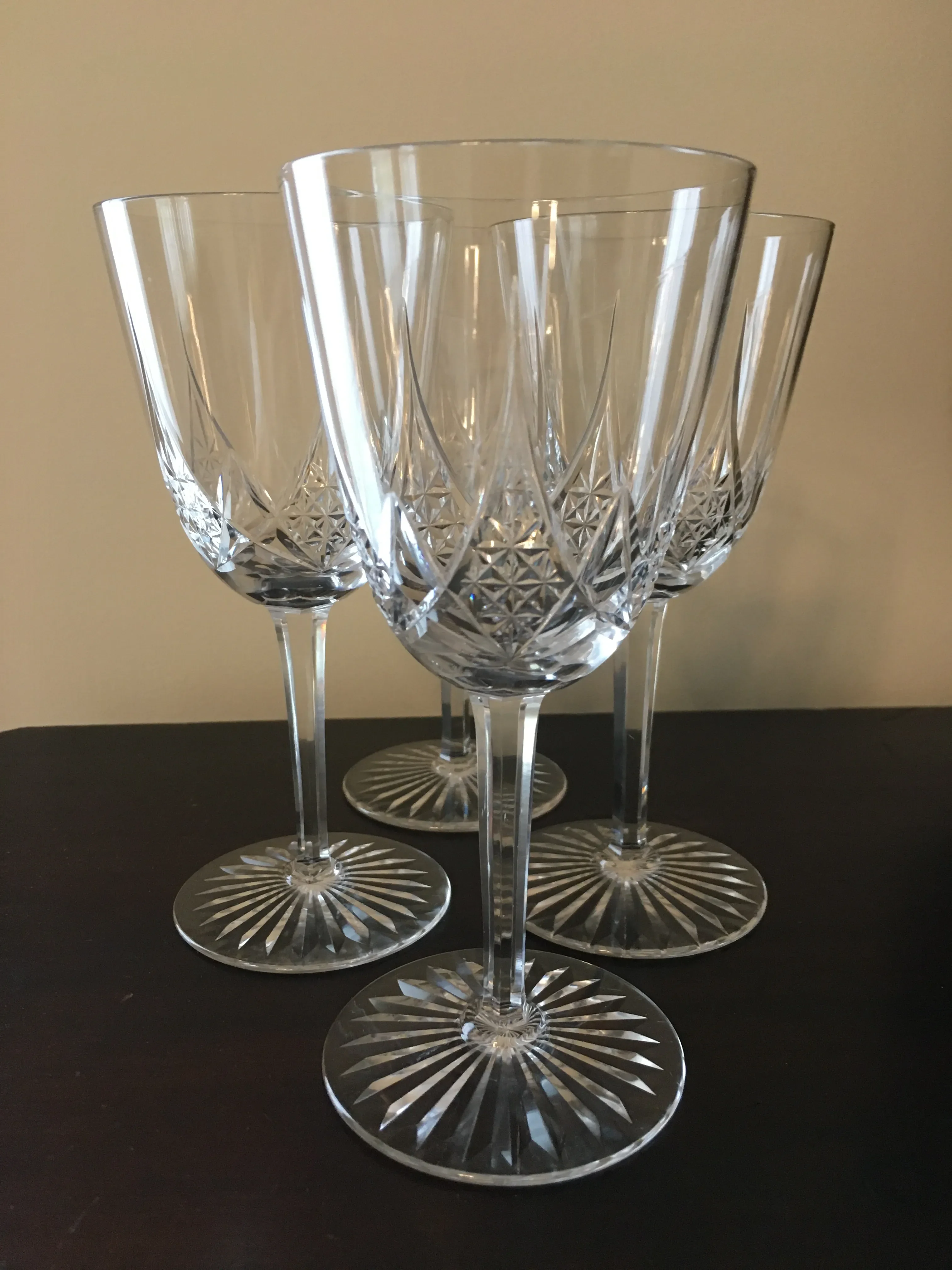 Set of 4 Antique Baccarat pron Art Deco French Cut Crystal Water/Wine  Glasses