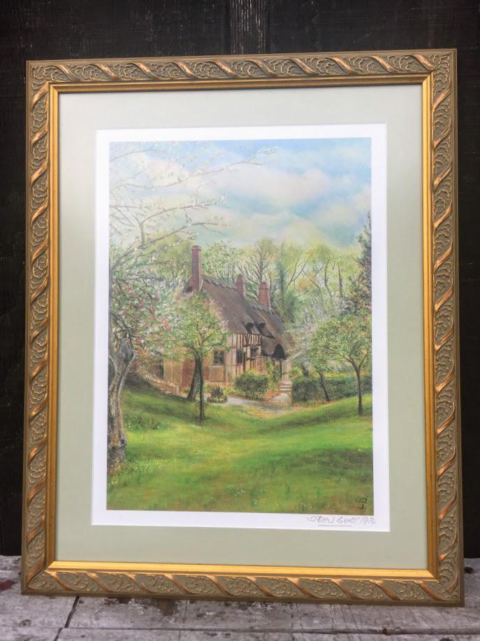 版画 John Burt Anne Hathaway's Cottage Anne Hathaway's Cottage by John Burt Hand Signed, Matted