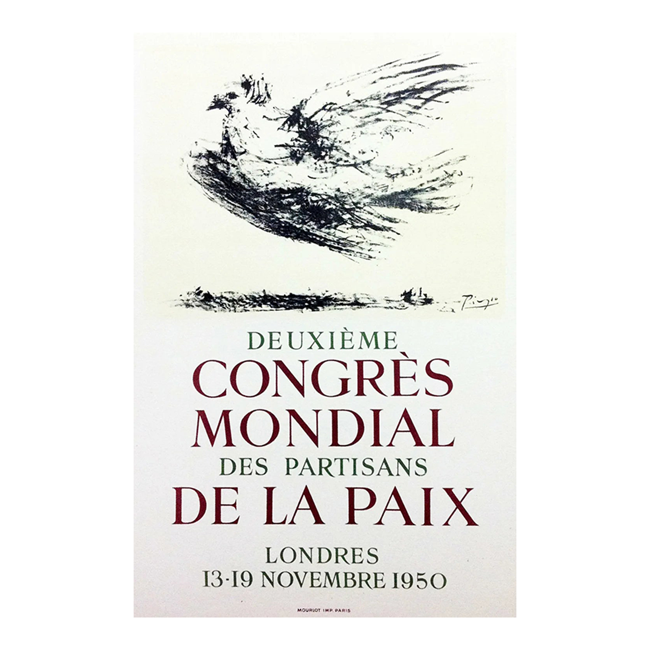 Picasso Lithograph 62 Congress Mondial De La Paix 1959