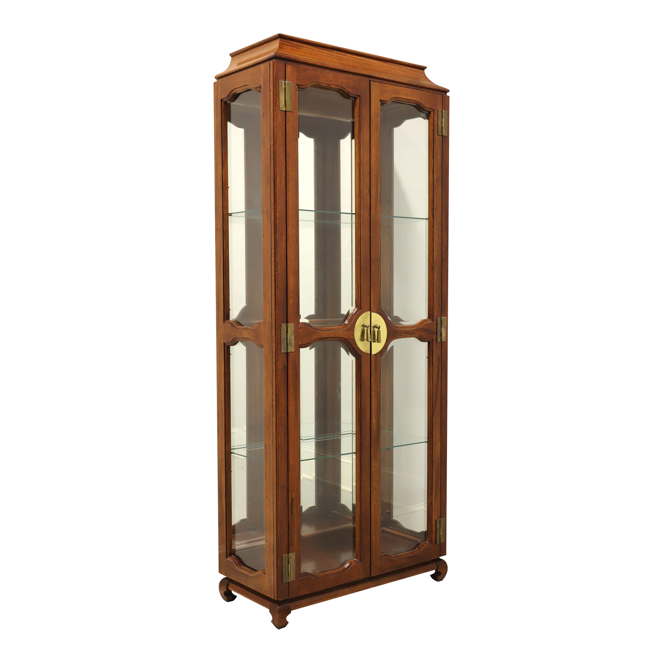 Chinese Light Brown Stain Treasure Display Curio Cabinet Room