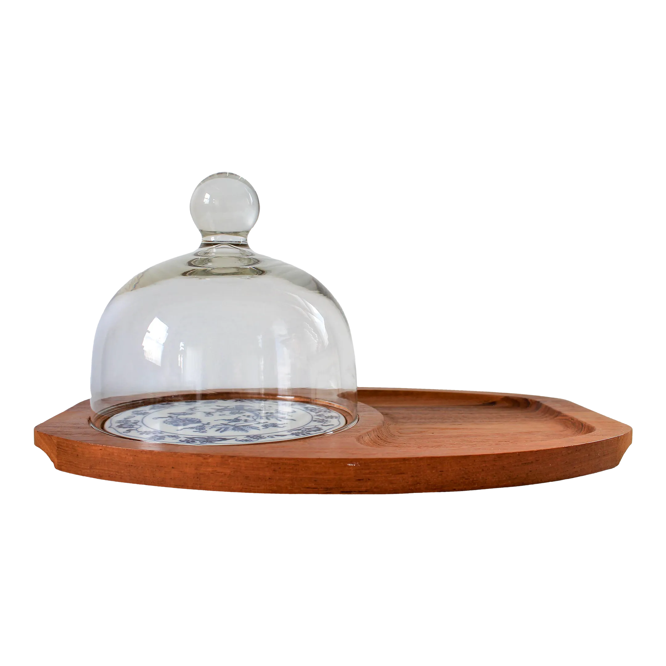 Vintage Genuine Teak Tray With Cloche by Goodwood | Chairish