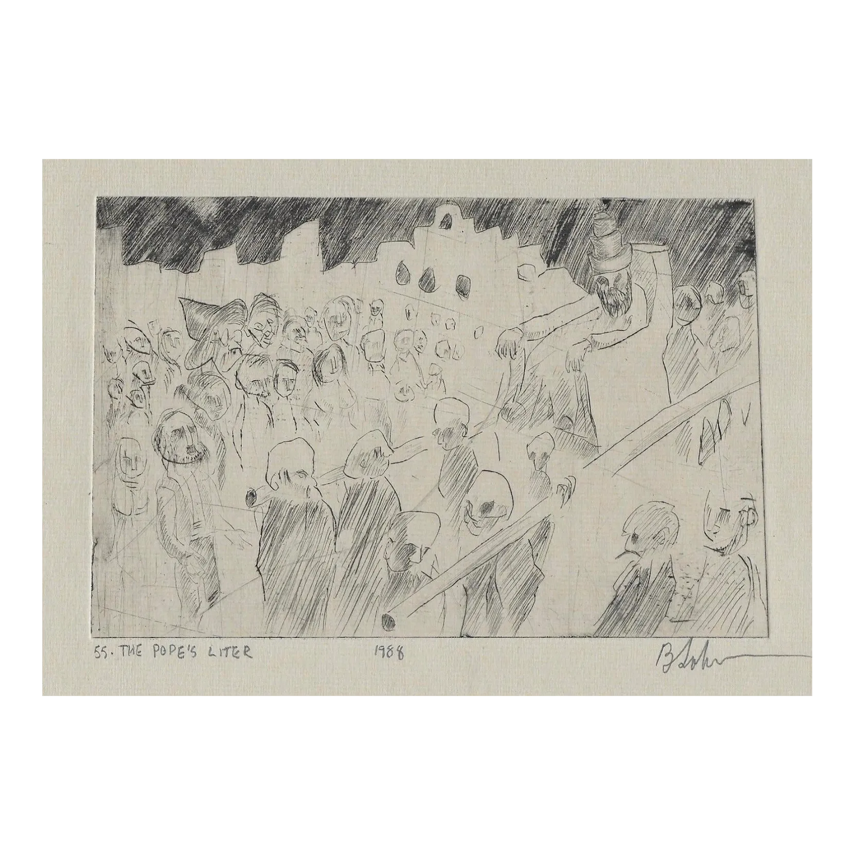 1988 Pope\'s Liter Modern Etching
