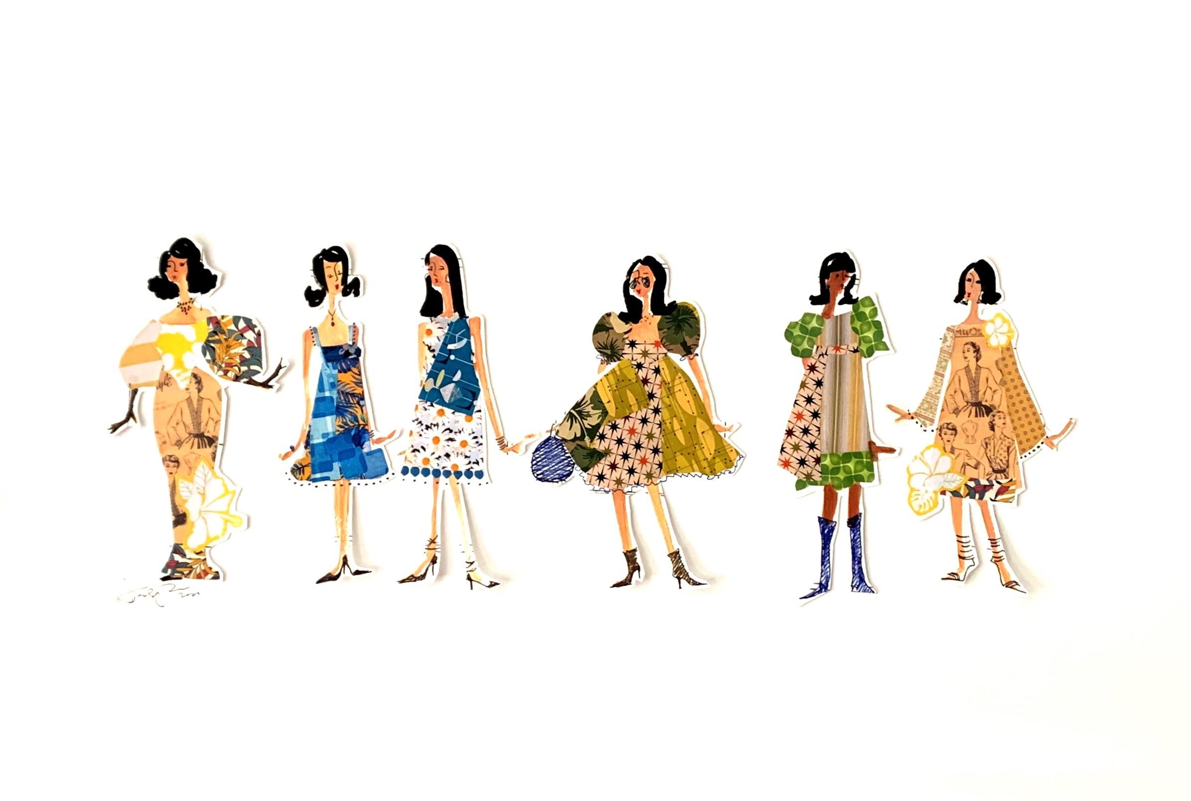 Jake Poser Expressionist Figurative Collage, Paper Dolls Chairish