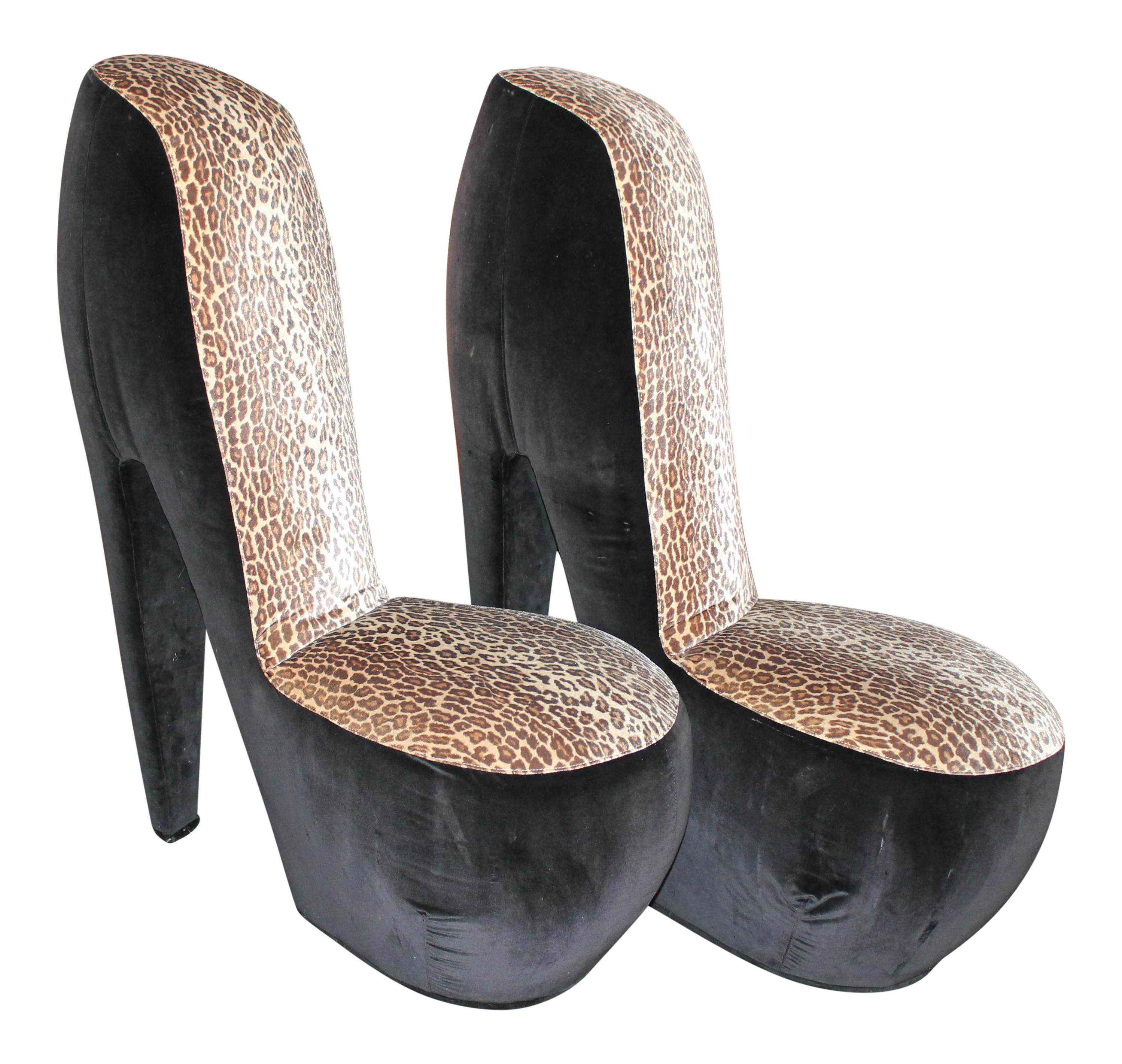 Leopard Print High Heel Shoe Chairs A Pair