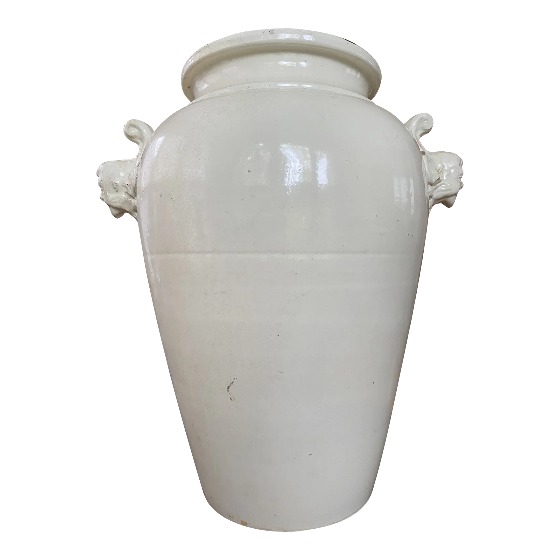 Mid 19th Century Large French Country Glazed Stoneware Oil Jar Urn