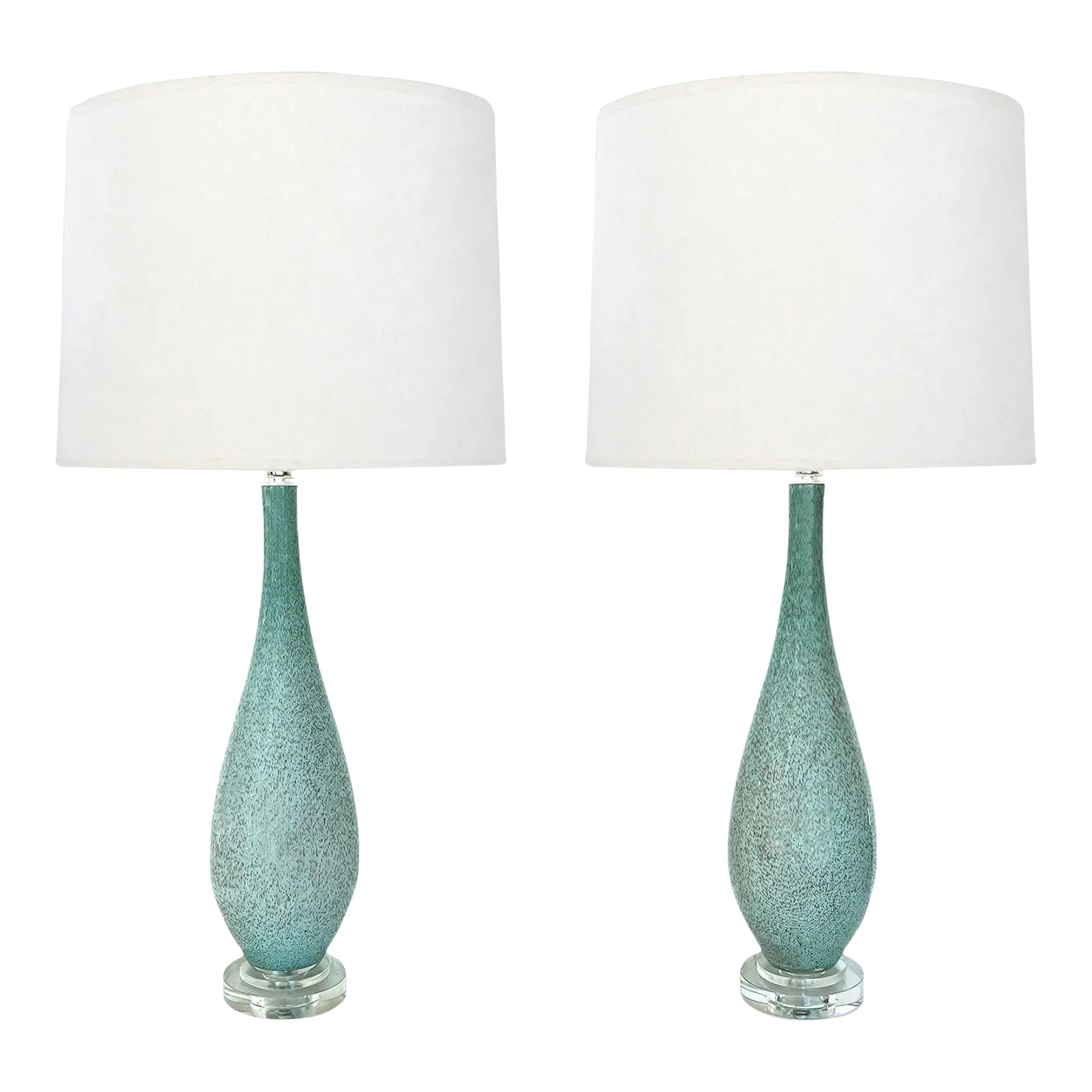 Murano 1980s Seafoam Green Bottleform Lamps A Pair Chairish