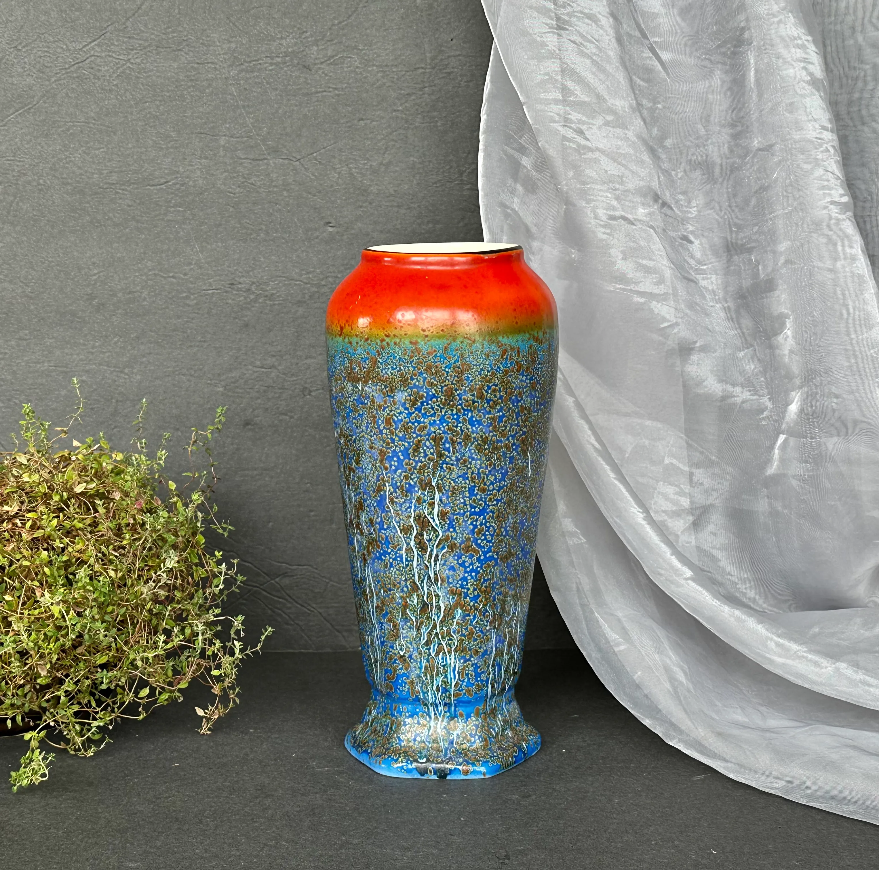 Bohemian Art Nouveau Pottery Vase Made in Czechoslovakia | Chairish
