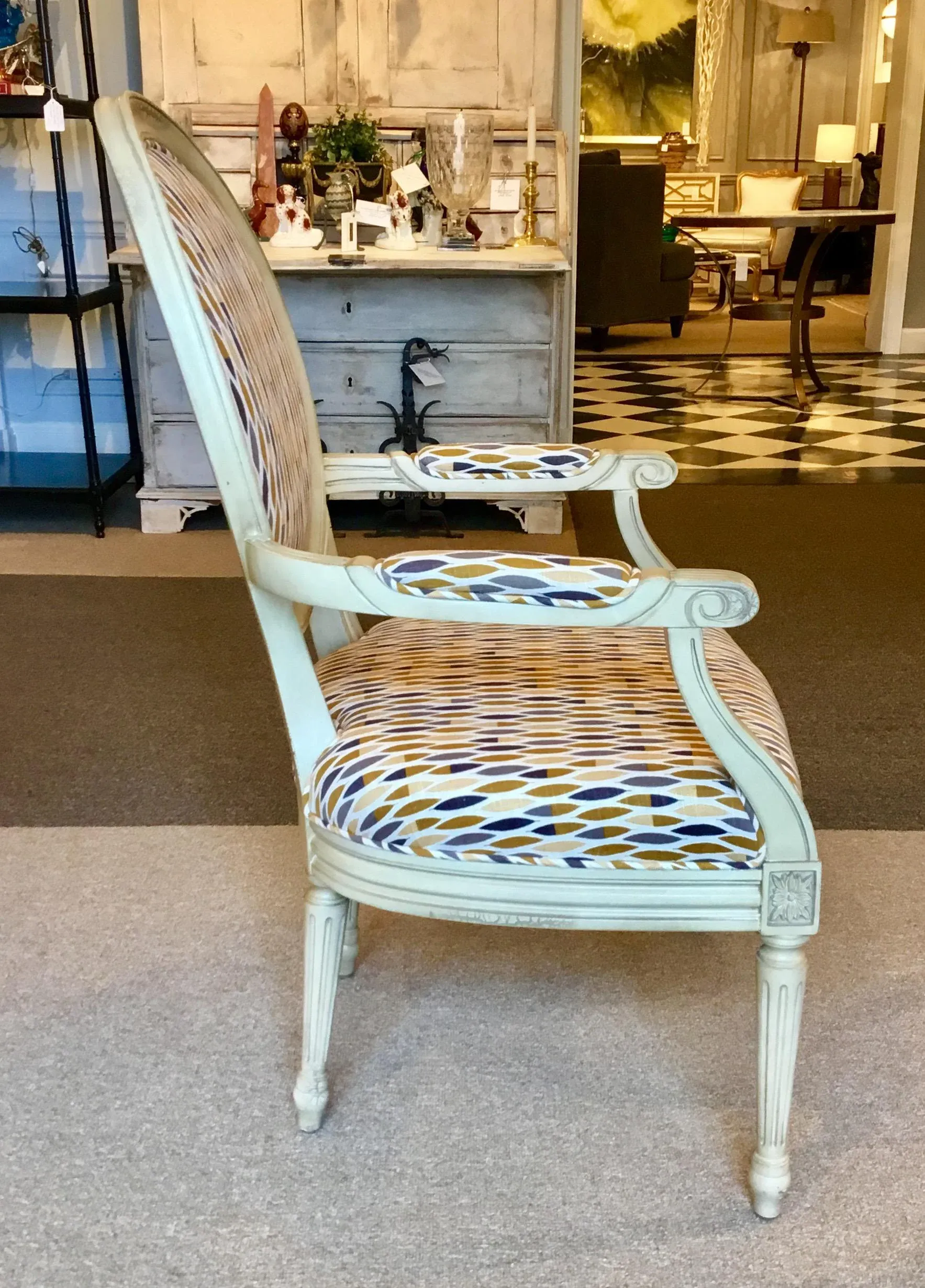 Port 68 French Modern Style Gray and Mustard Avery Arm Chair
