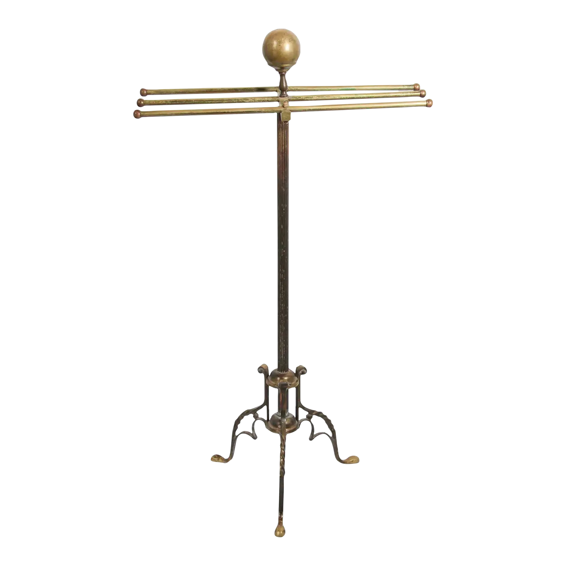 Antique Hollywood Regency Brass Towel Rack Valet Stand 1950's Chairish