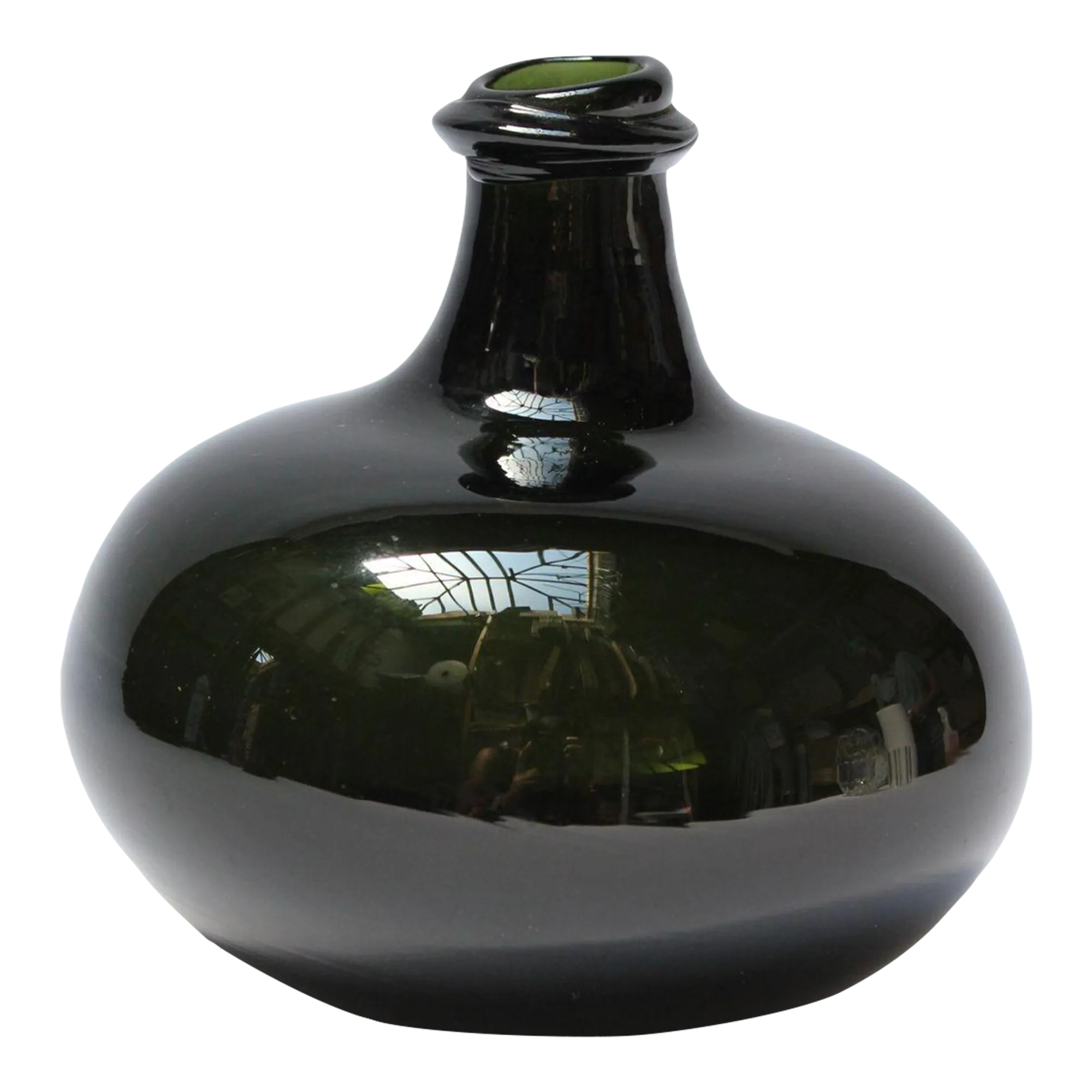 Vintage BulbousForm Blown Green Glass "Onion" Bottle Chairish