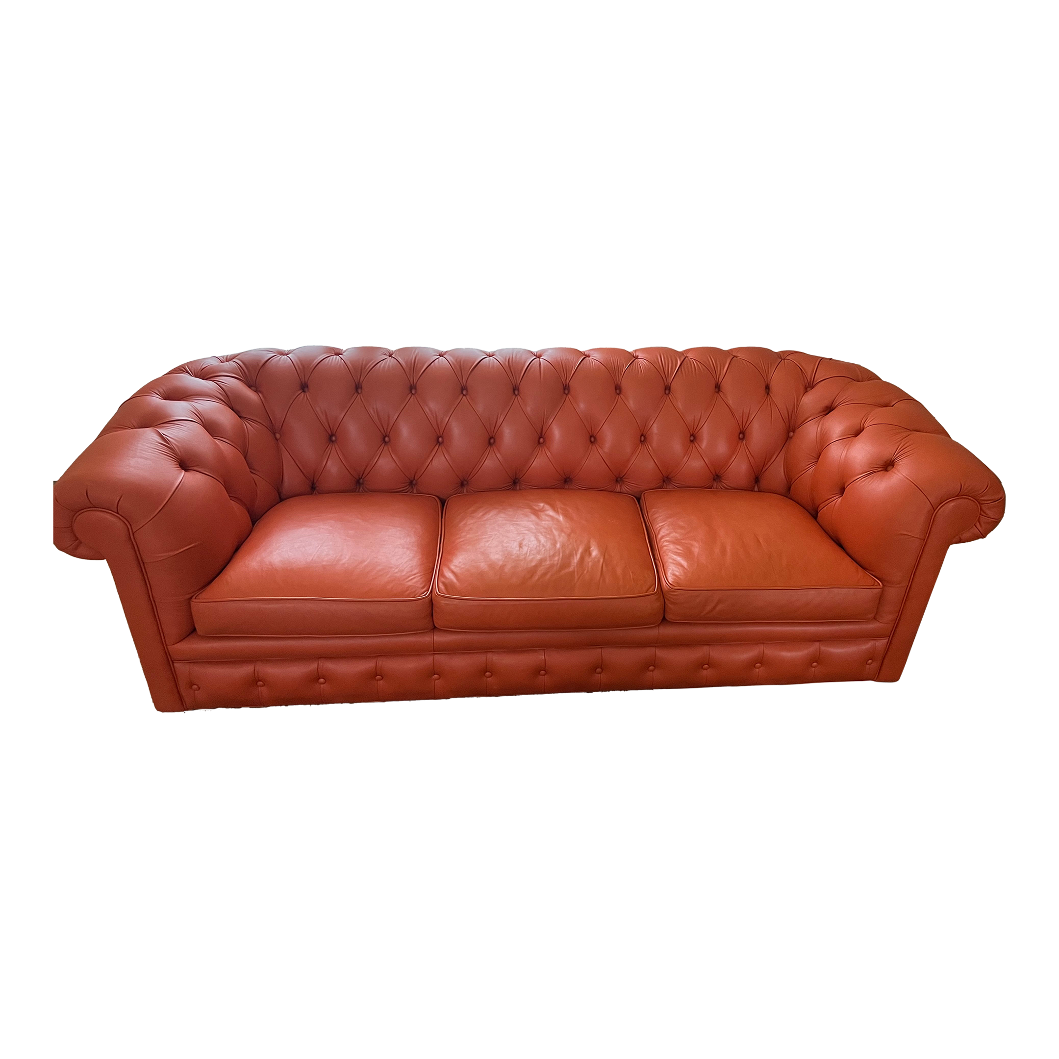 Leather Craft Tangerine Leather Tufted Couch Chairish