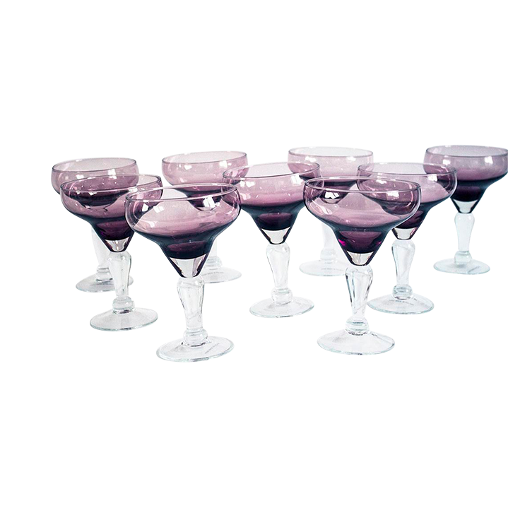 Purple Crystal Stem Glasses Set of 8 Made in Poland Chairish