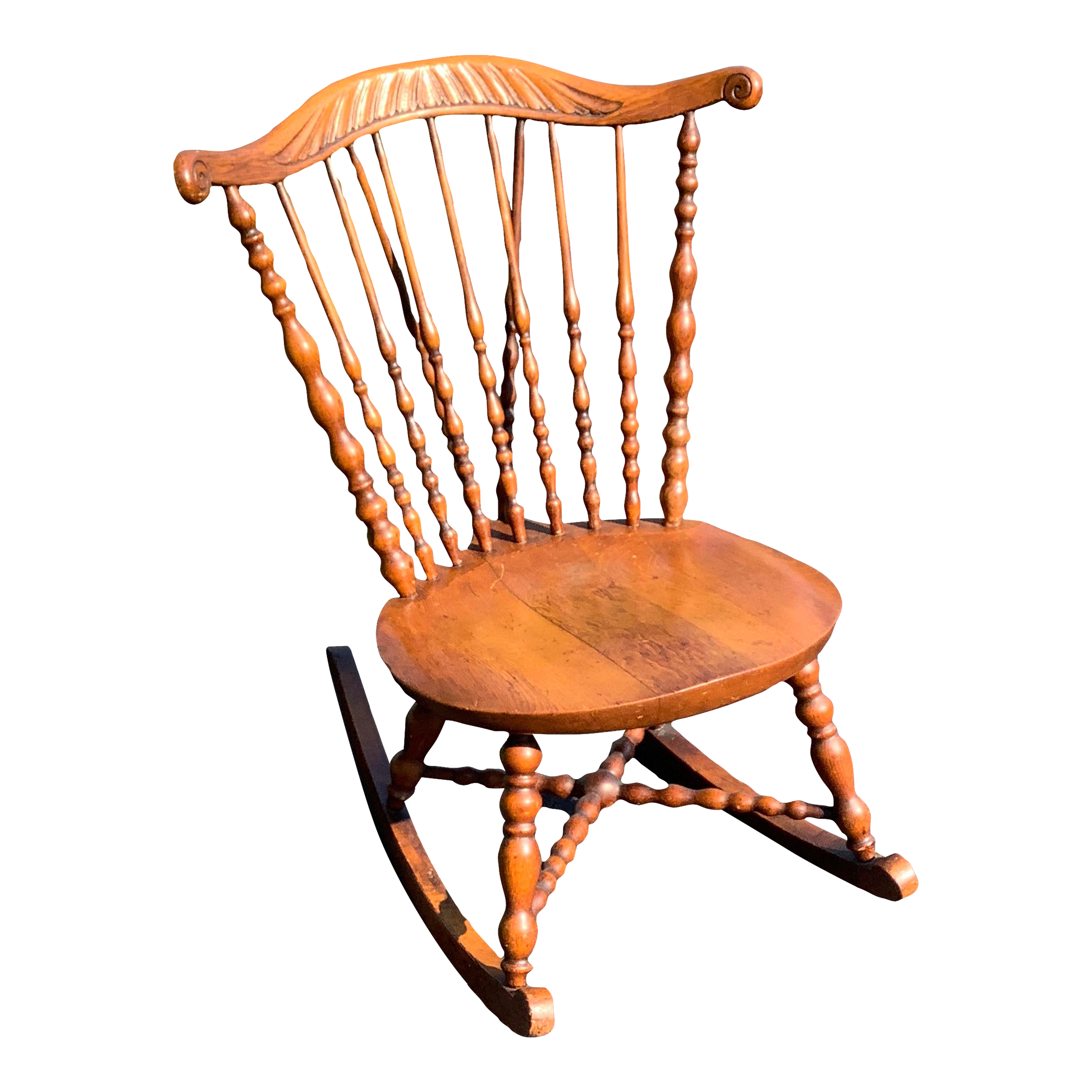 Mid 18th Century Antique Oak Fiddle Back Rocker Chairish