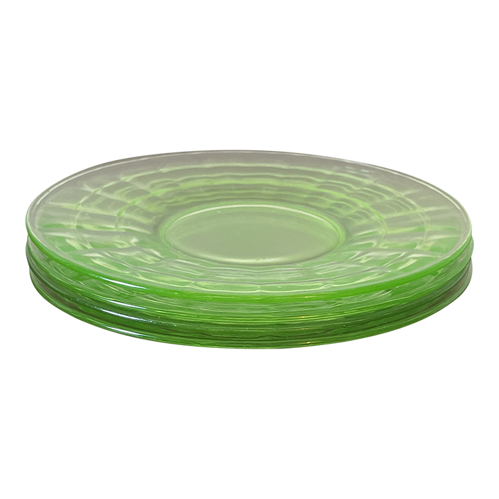 Mid 20th Century Small Vintage Light Green Glass Plates Set of 4