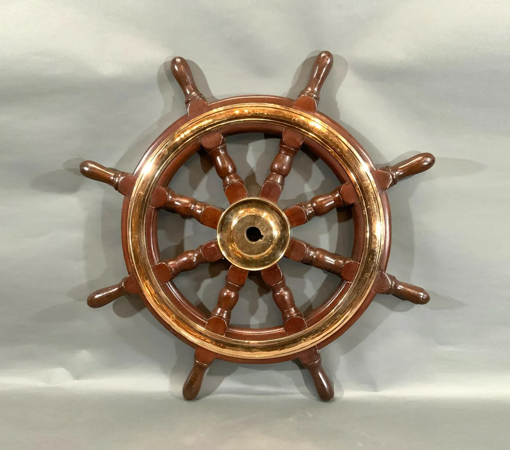 Eight Spoke Ships Wheel with Solid Brass