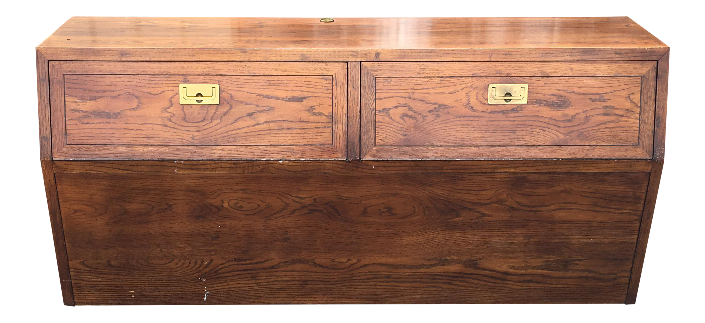 Queen Henredon Scene One Campaign Dresser Headboard And Platform Bed