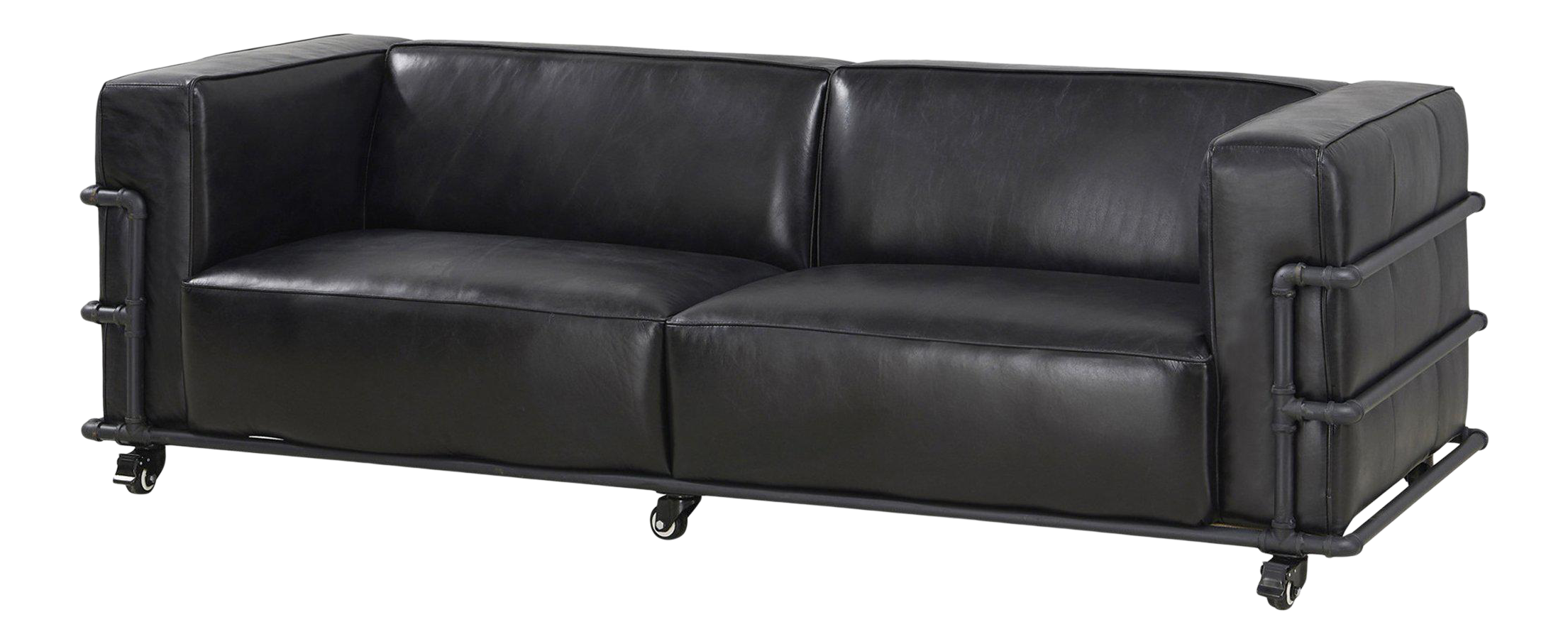 Crafters and Weavers Henry Industrial Modern Black Leather Sofa Chairish